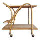 Antique rattan serving trolley with double shelves