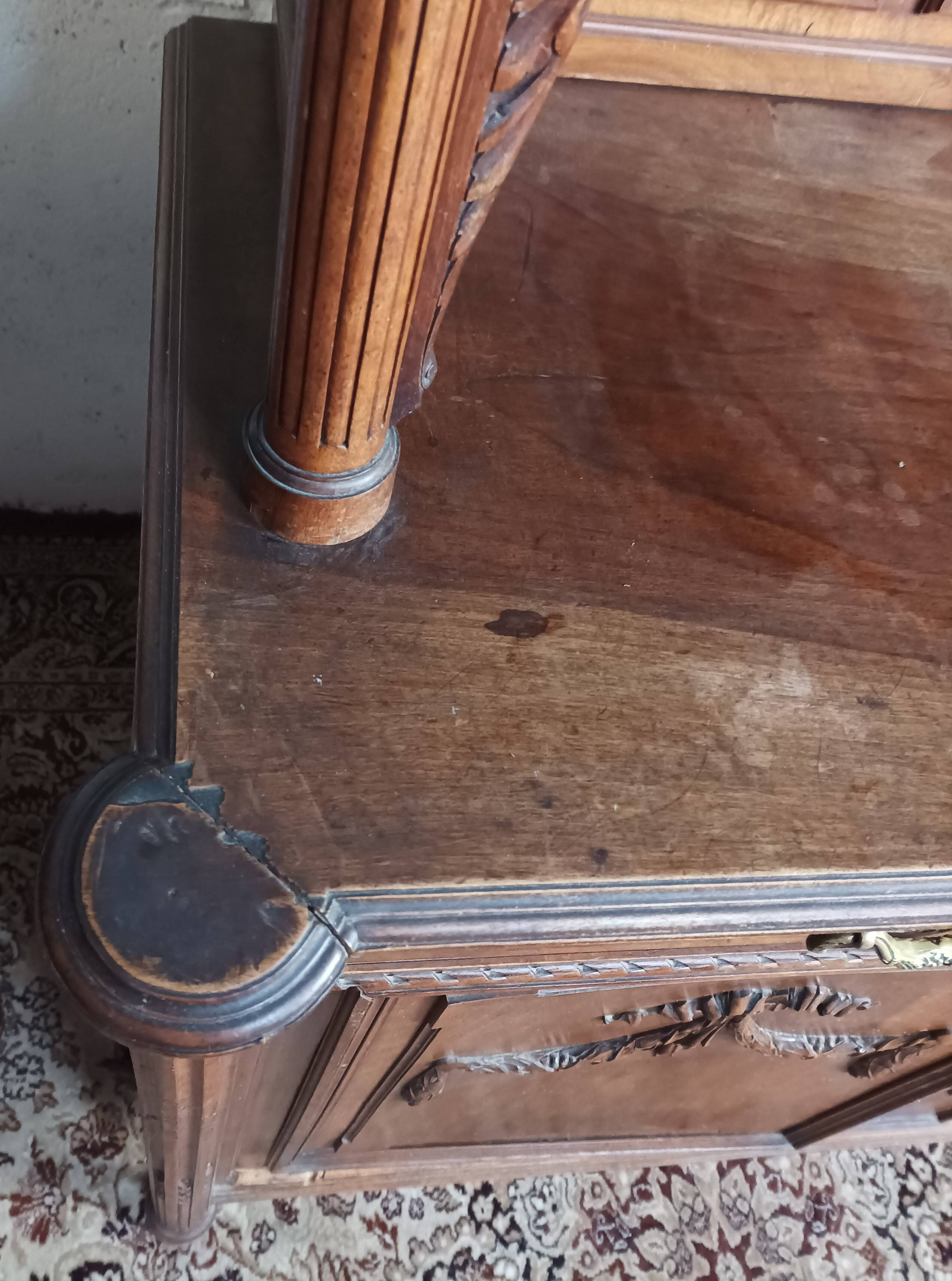 Louis XVI two-body sideboard stamped in walnut