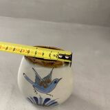 Mexican handcrafted ceramic vase signed bird flower
