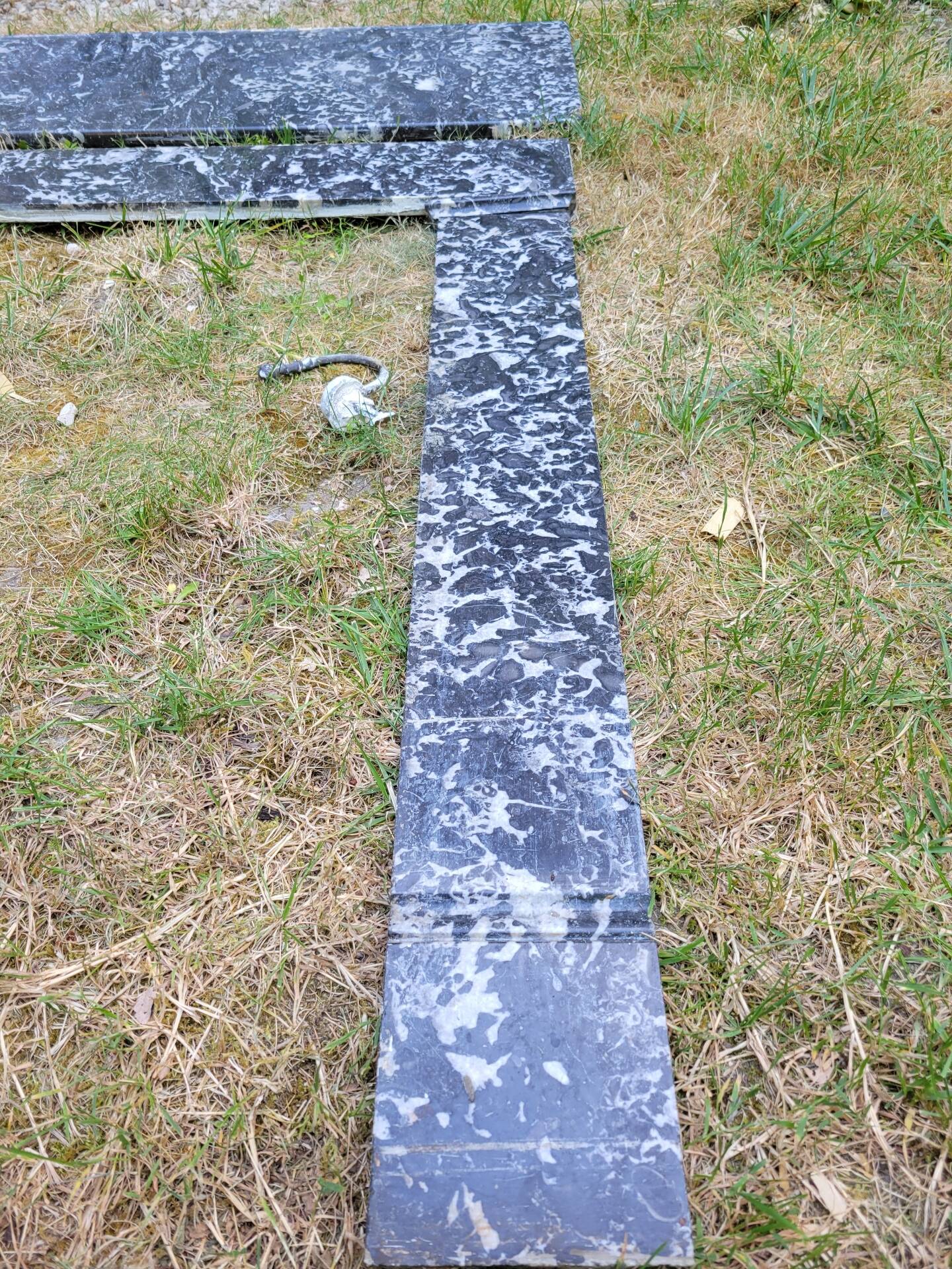 Grey marble fireplace