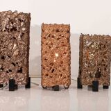 Set of 3 Finnish Aimo Tukiainen lamps in cast copper, 1960s."