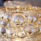 Mid-Century 6-light chandelier in Massive Brass - Iridescent Moulded Glass, Germany 1960s