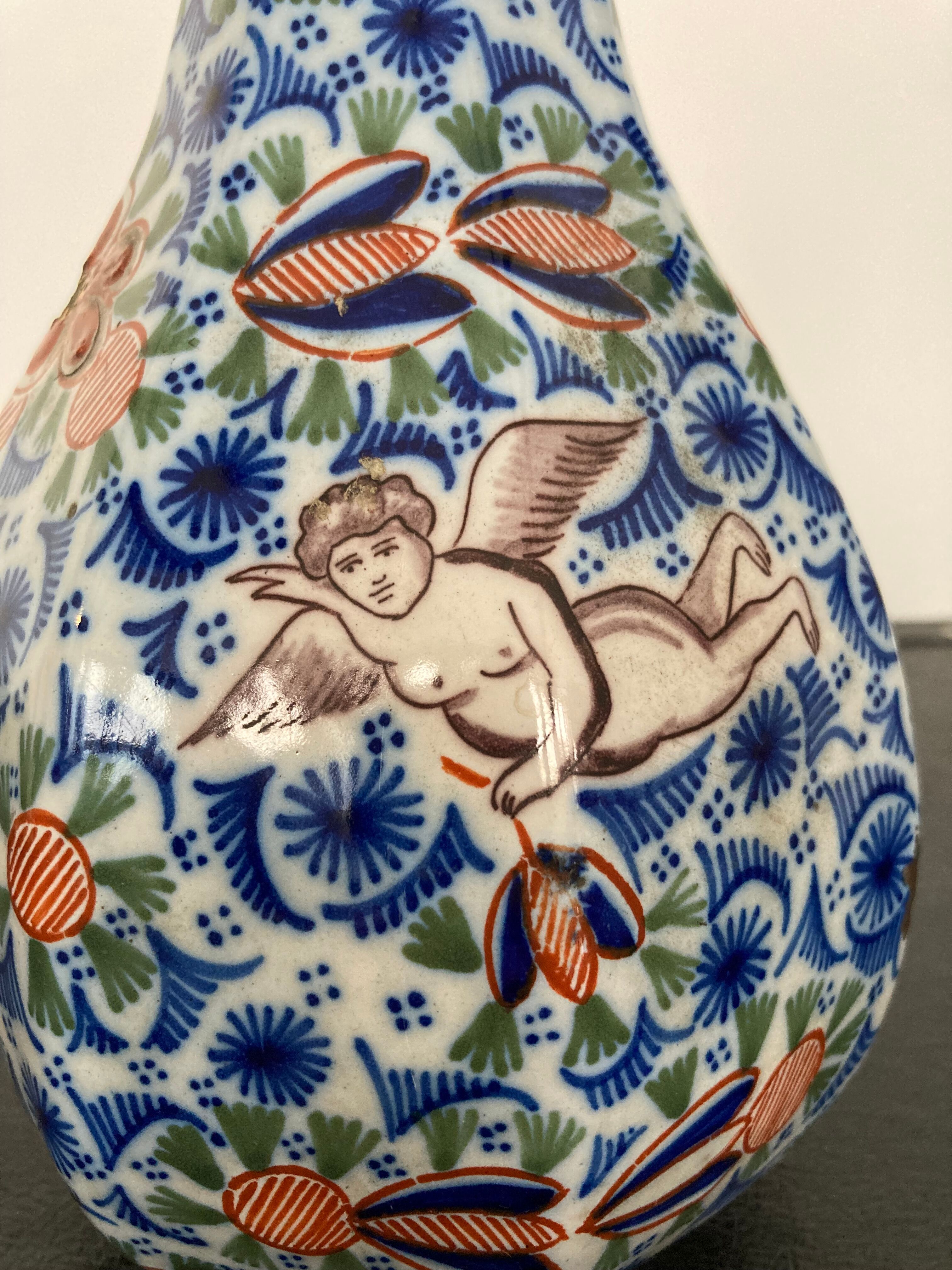 Polychrome vase eighteenth century in Delft earthenware