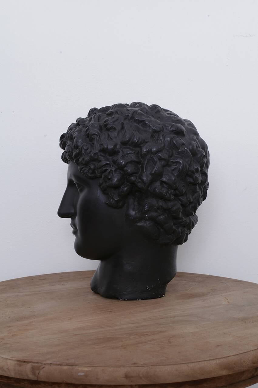 Greek head in waxed black plaster