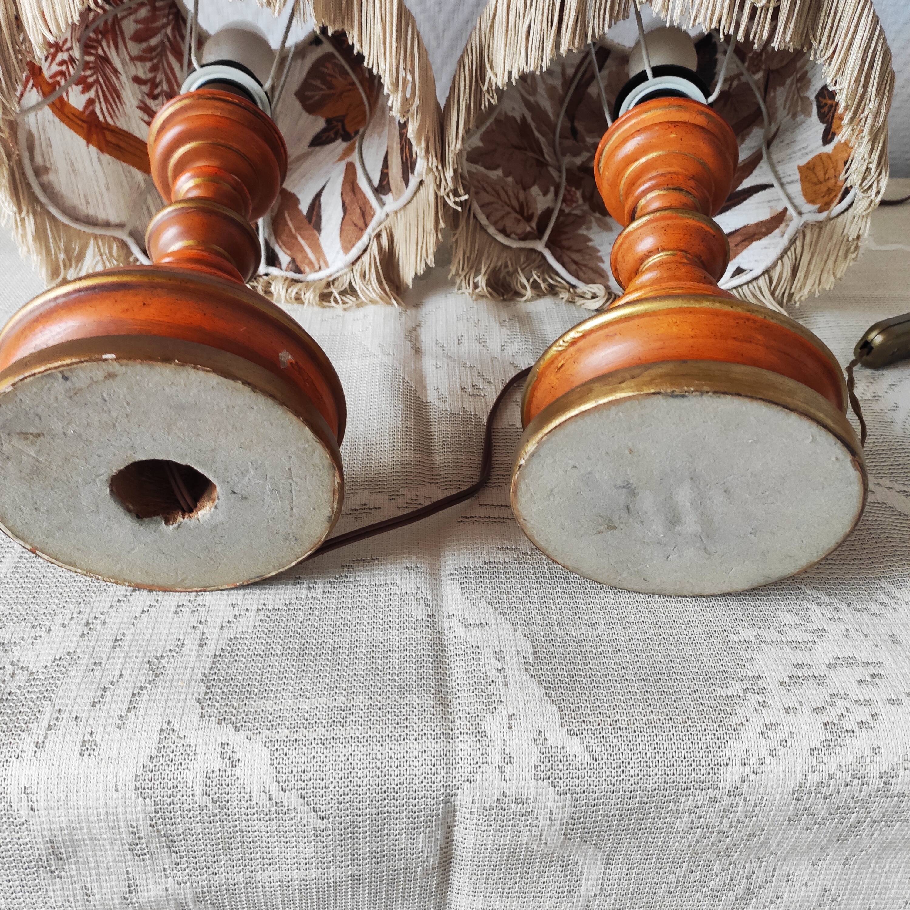 Paire de lampes vintage bois tourné