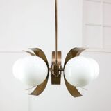 Vintage Italian Copper & Opaline Chandelier, 70s