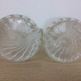 Pair of twisted glass bathroom bottle bottles