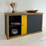 Yellow and black row with 2 sliding doors