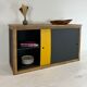 Yellow and black row with 2 sliding doors