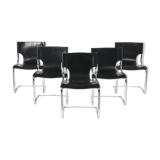 Black leather chairs by Carlo Bartoli