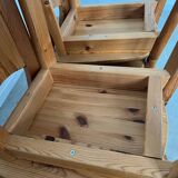 French design pine table and chair set from the 70s brutalist vintage arcs