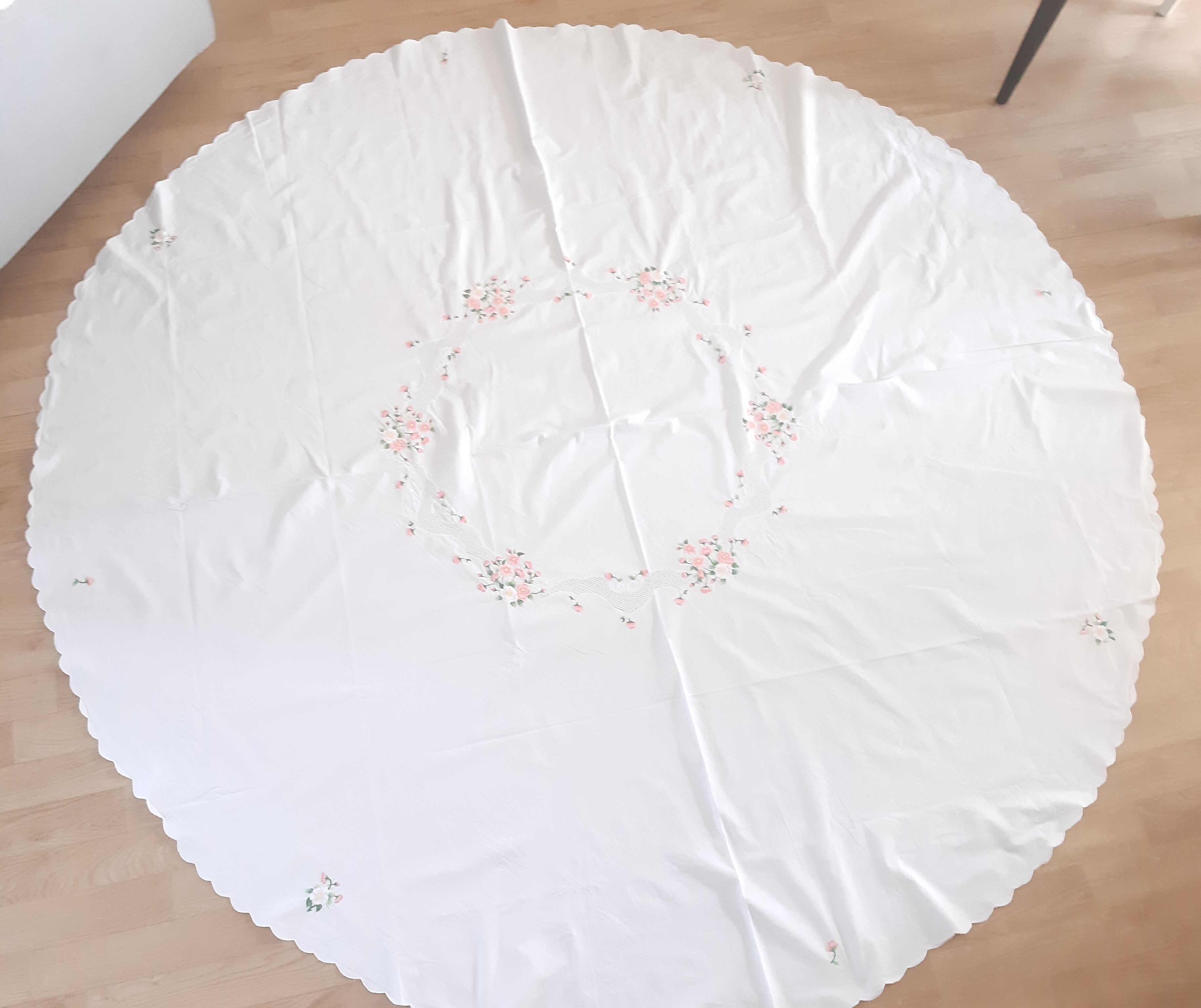 Embroidered round tablecloth