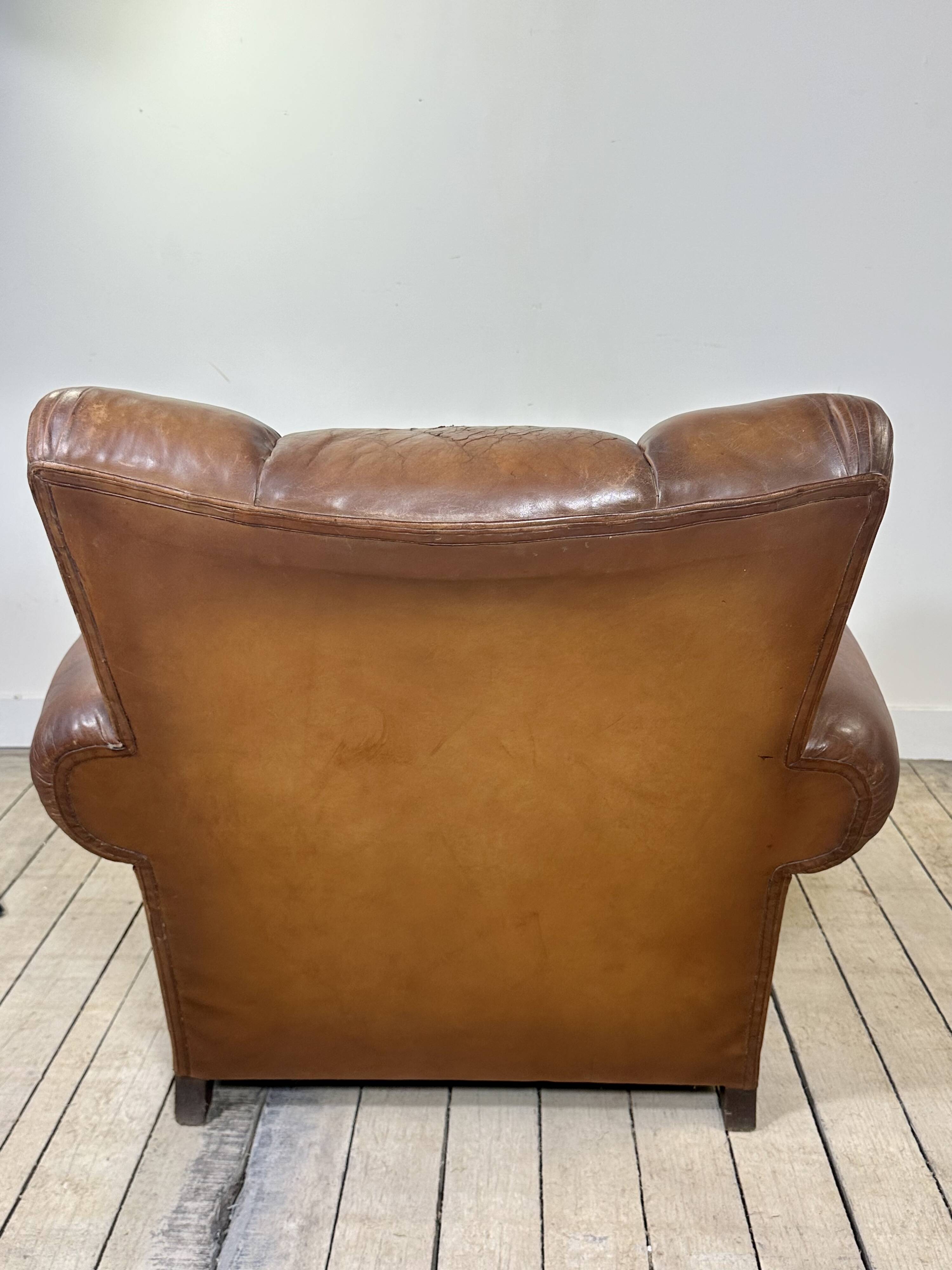 Vintage Leather Club Armchair from the 1950s