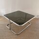 Table basse style bauhaus verre et chrome années 70