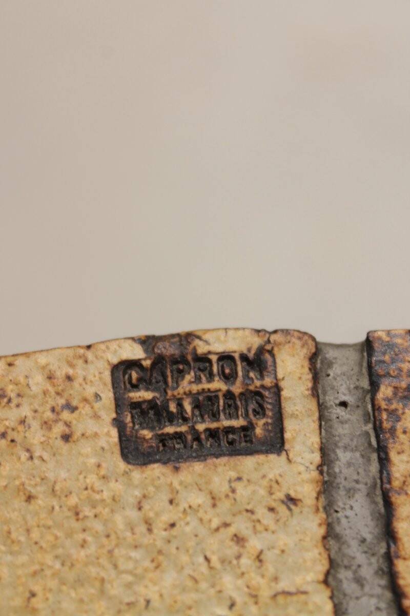 Round coffee table herbarium Roger Capron, Vallauris - ceramic and wooden structure