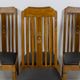 Set of 6 Art Nouveau chairs and armchairs in oak and leather.