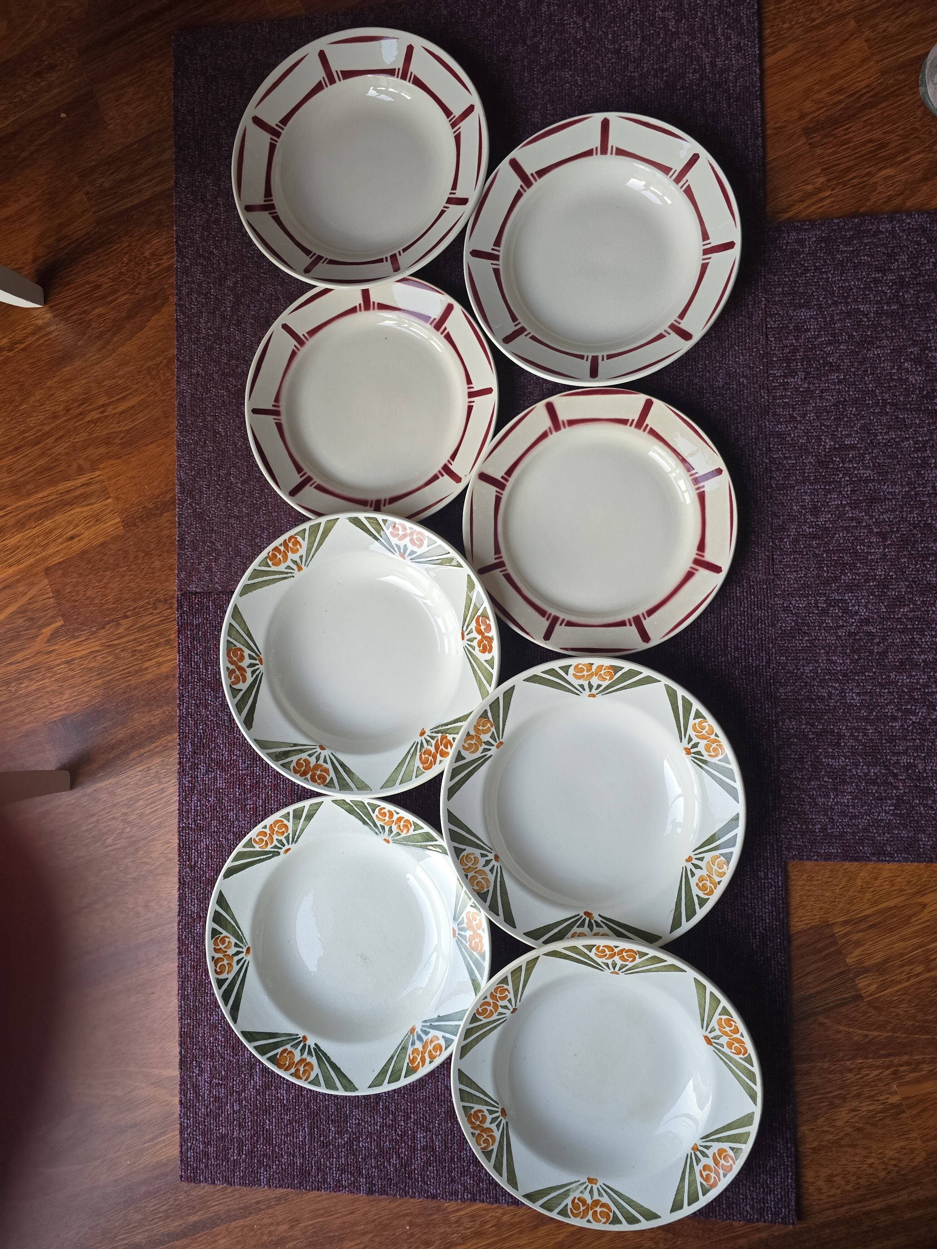 Antique Art Deco plates from the 1930s by Badonviller and Labrut brothers.