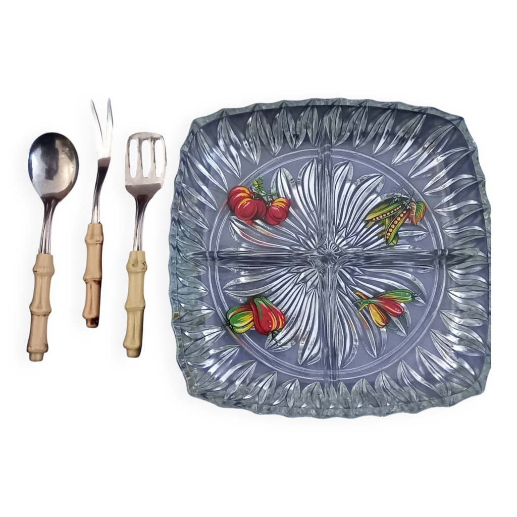Plat Apéritif TUPPERWARE Vintage 5 Compartiments Avec Couvercle – Orange