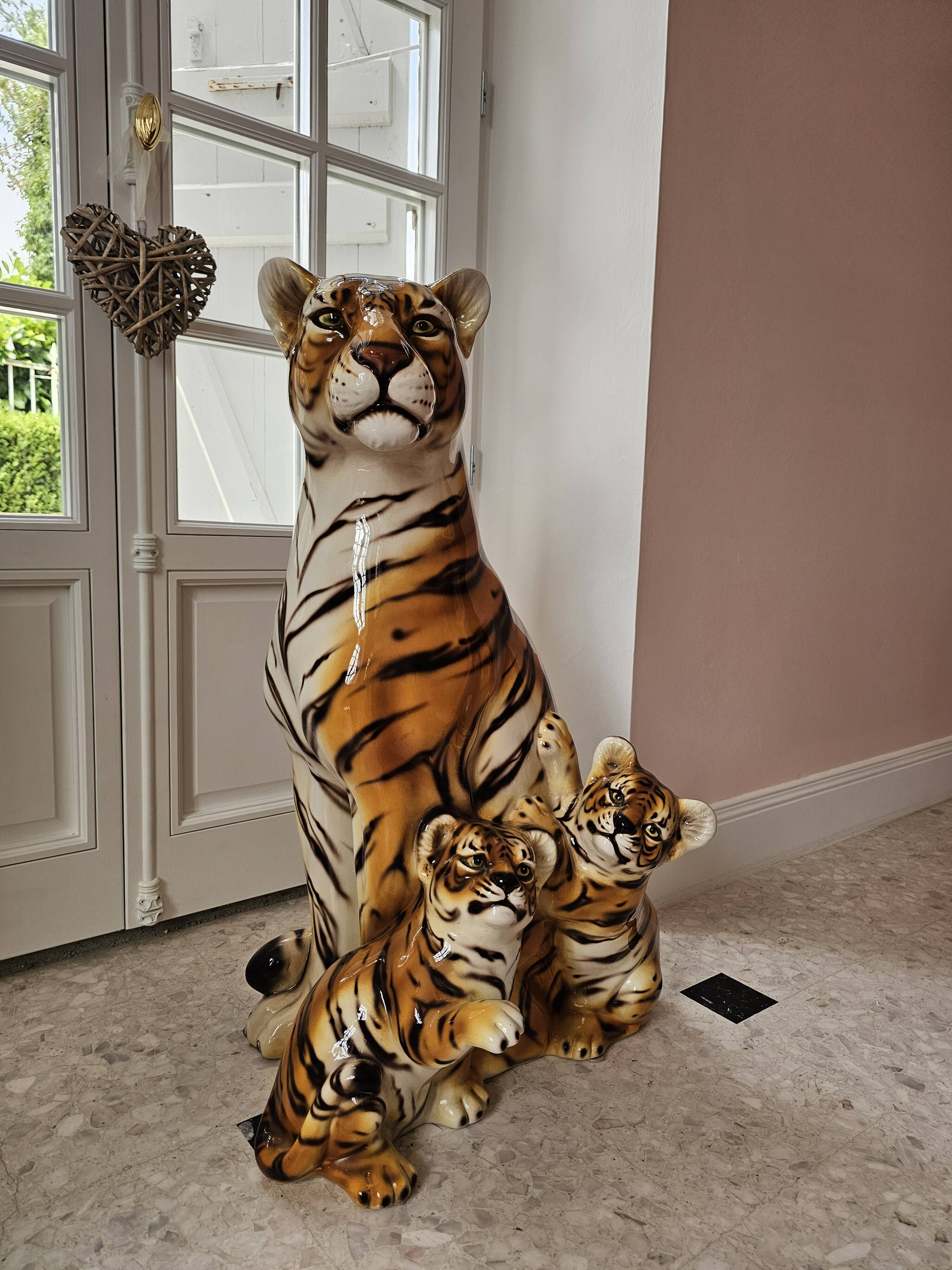 Ceramic sculpture tiger Modern Art Capodimonte