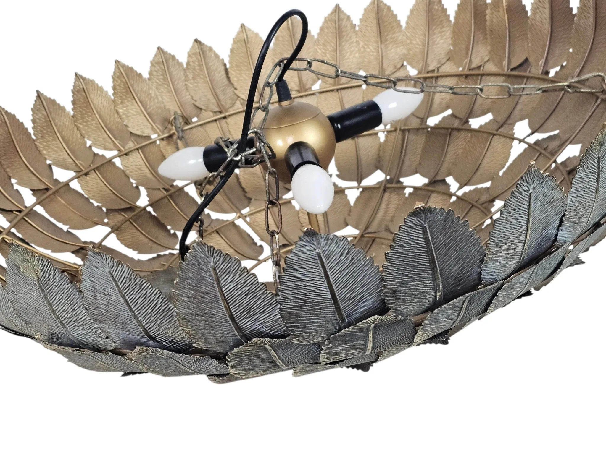 Hollywood Regency - patinated bronze - 'leaf' pendant lamp - 2000