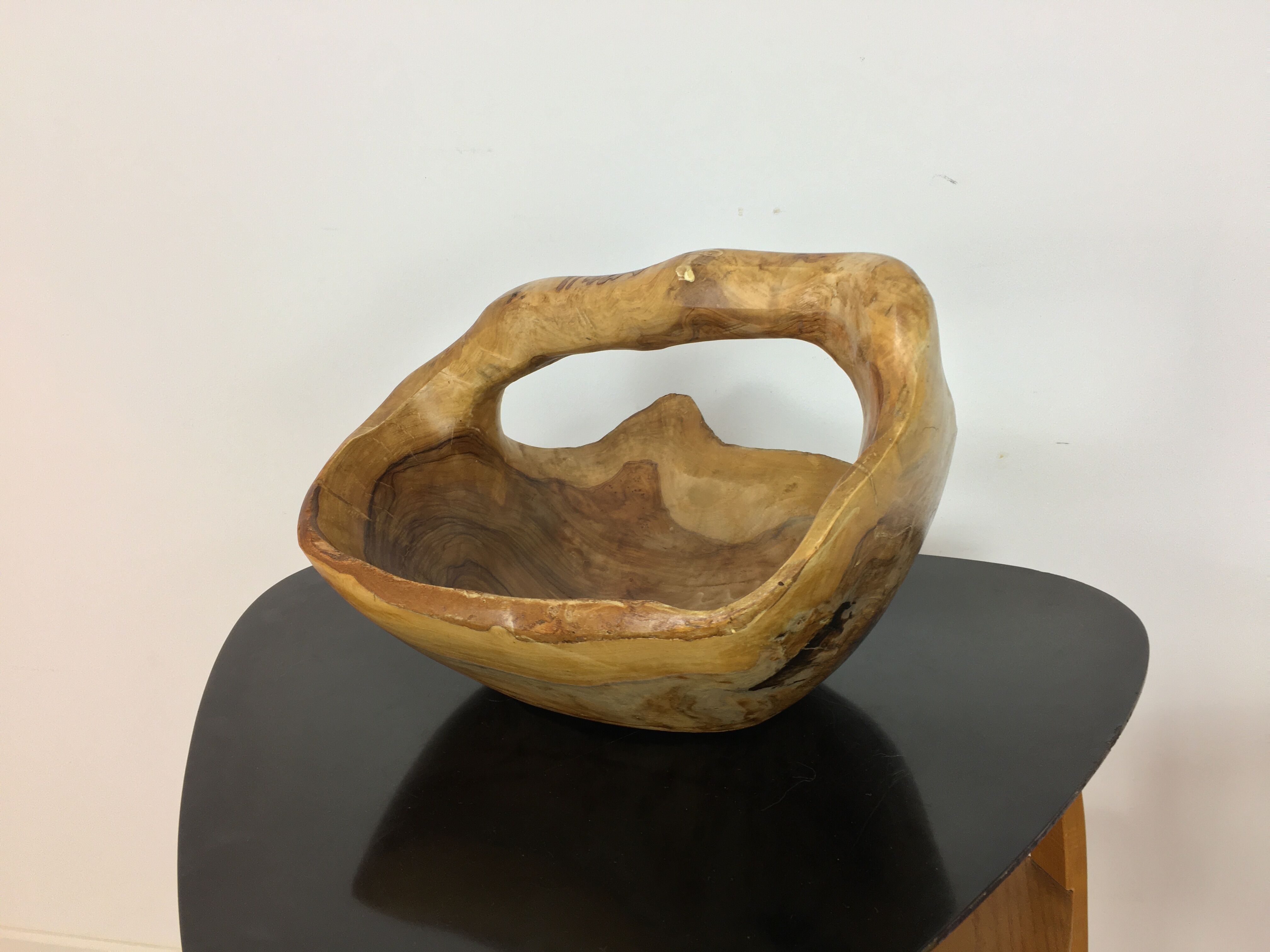 Brutalist olive wood basket