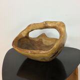 Panier en bois d'olivier brutaliste