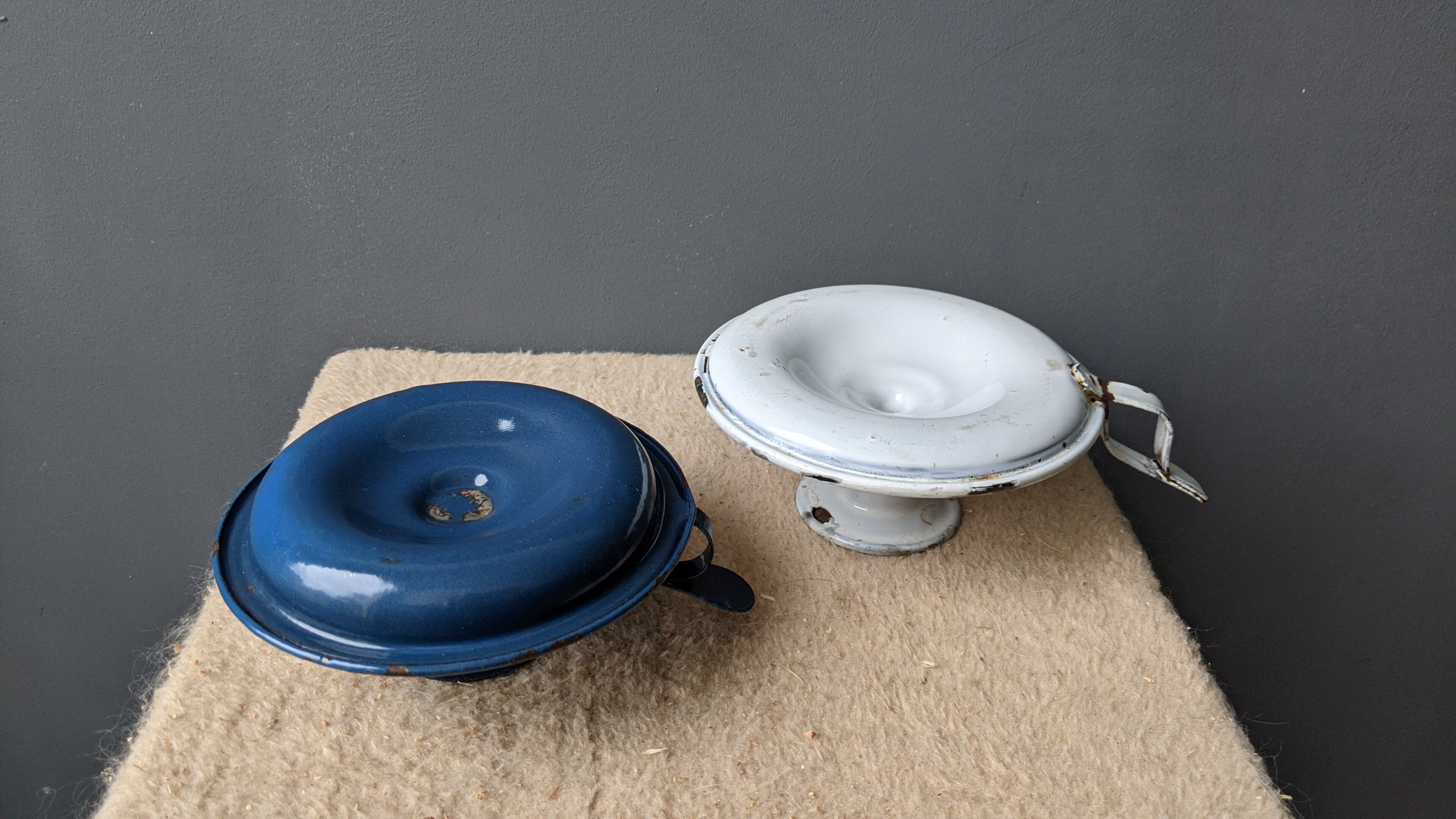 Duo of enamelled candlesticks