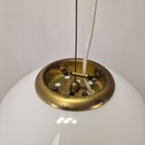 Italian Murano Glass Globe Chandelier with Brass Accents, 1970s