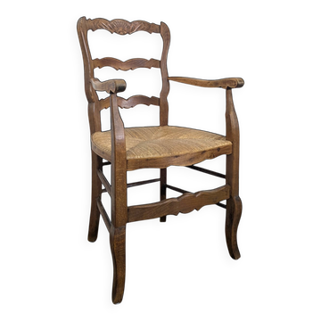 Fauteuil paillé de style Louis XV