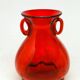 Mid-century modern vase, red glass, designed by J. Słuczan-Orkusz, Poland, 1970s