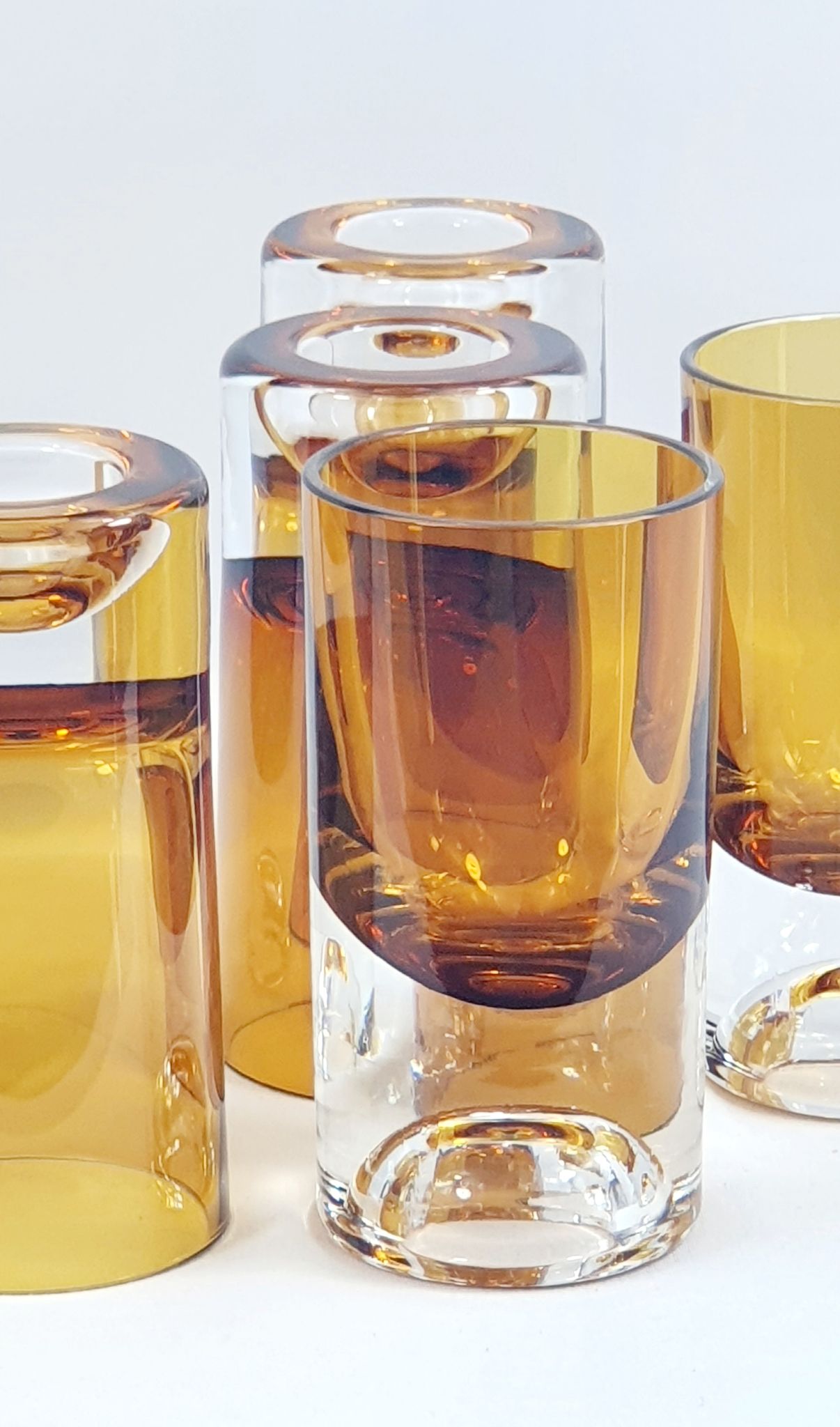 6 vintage tube glasses 70 amber glasses shot glasses