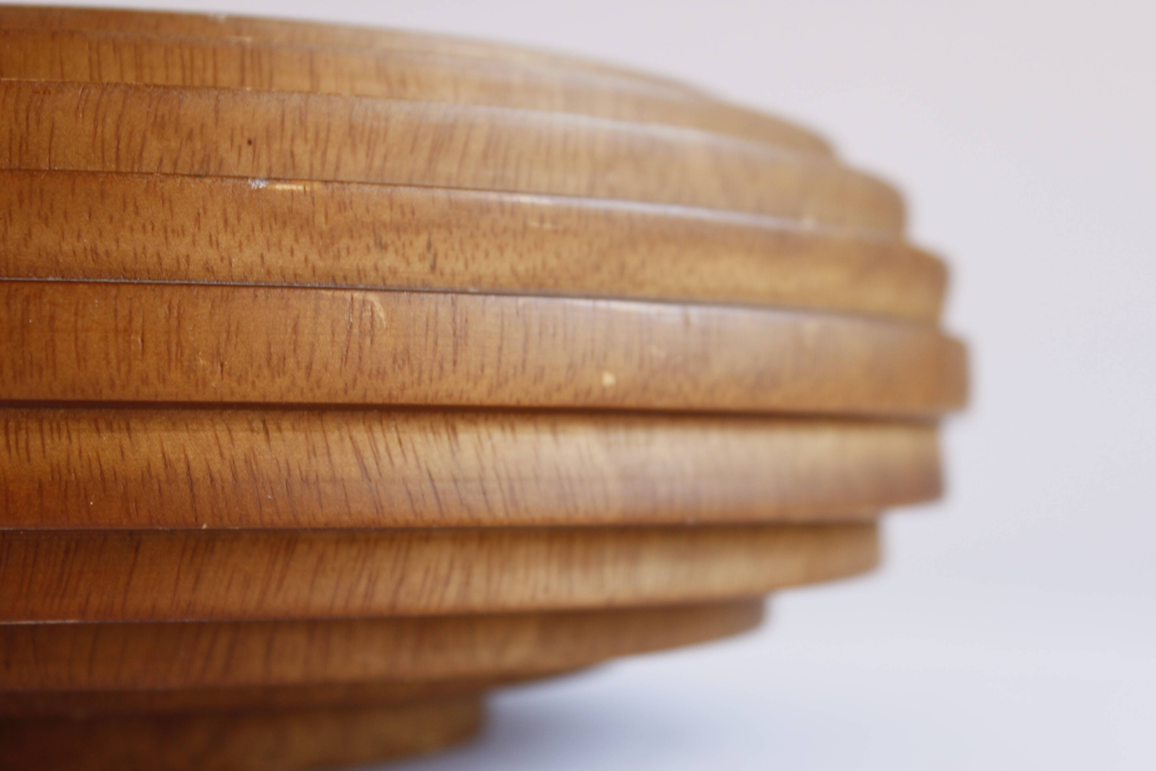 Ribbed turned wooden bowl, 1980