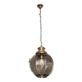 Lustre en laiton à segments de verre fumé, seconde moitié du XXe siècle