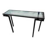 Console ancienne plateau verre vintage