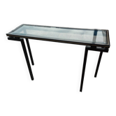 Console ancienne plateau verre vintage