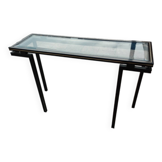 Console ancienne plateau verre vintage