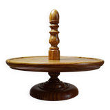 Large wooden pine cheese display stand, handcrafted, vintage 70s-80s.