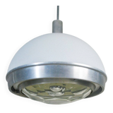 Suspended lamp in plexiglass and steel with faceted glass light by Pia Guidetti Crippa, 1960s.