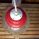 Old transparent & red cracked glass pendant lamp 1970s vintage #a548