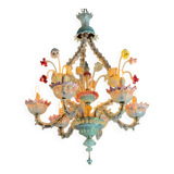 Venetian Rezzonico chandelier in multi-colored Murano glass, circa 1900