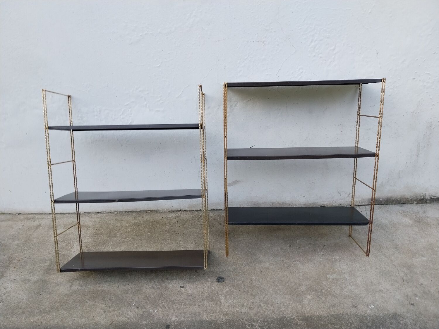 Metal wall string shelves