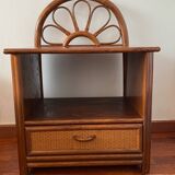Angel Cerdá bedside table in rattan wood and canework