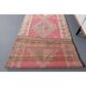 Vintage Turkish Hand-Knotted Wool Cotton Pink Runner Rug 92x364