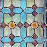 Pair of 1900 polychrome stained glass windows