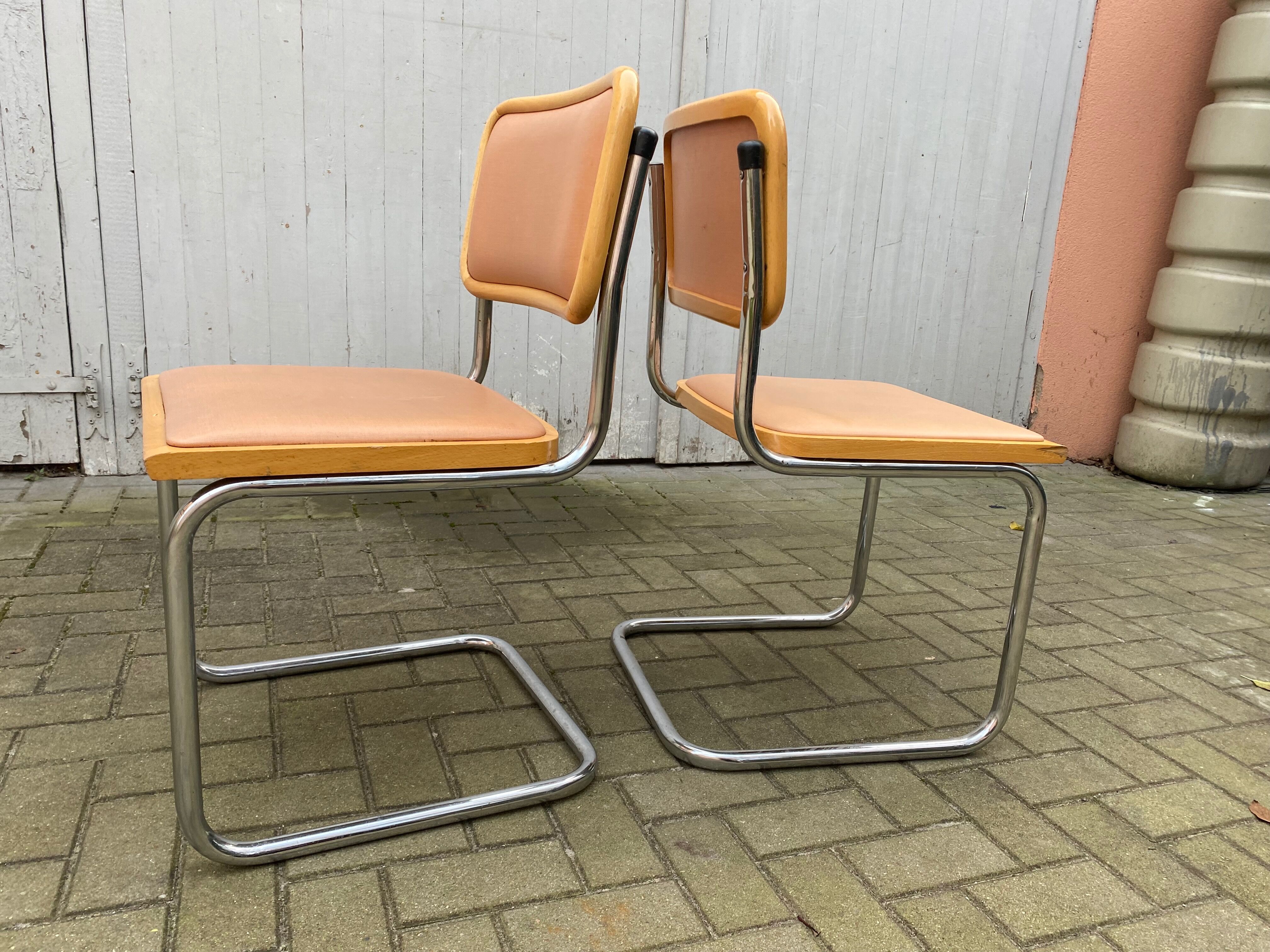 Pair of chairs by Marcel Breuer Cesca B32 skaï 1960