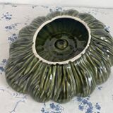Large decorative dish, green ceramic flower, mid-20th century