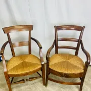 Pair of dissimilar walnut armchairs