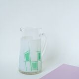 Glass pitcher and green psychedelic patterns, Design, 1970