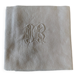 Antique cotton damask napkin embroidered with monogram NR