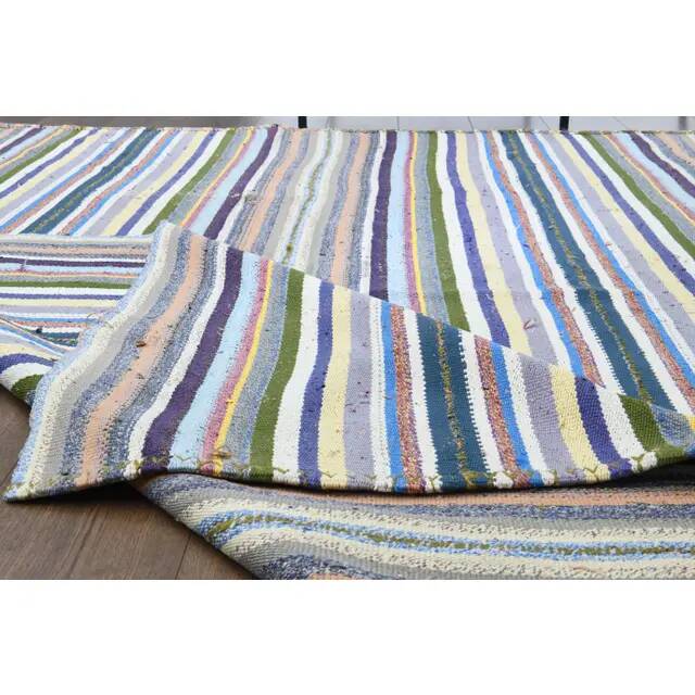 Vintage Turkish Oushak Handmade Wool Cotton Multi Lavender Area Rug 176x238